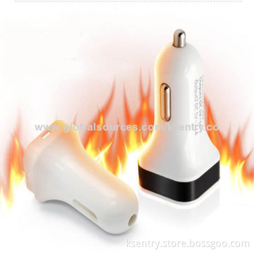 Best Quality Aluminum Alloy Ring Dual-USB Car Charger (2.1A), CE, RoHS Marks